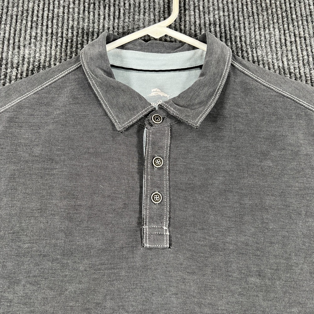 Tommy Bahama Polo Shirt Mens Large Gray Short Sleeve Casual Outdoor Beach Golf
